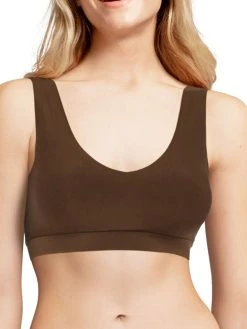 Chantelle SoftStretch V-Neck Jersey Crop Top - Walnut