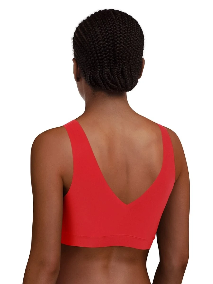 Chantelle SoftStretch V-Neck Jersey Crop Top - Poppy Red - Image 2