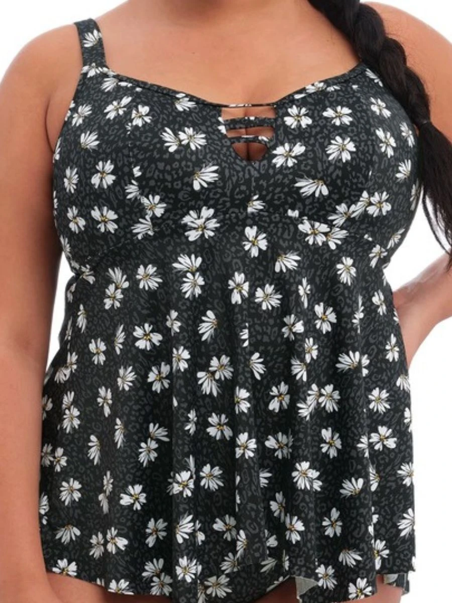 ELOMI Plain Sailing Tankini - Black Daisy