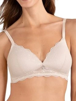 Naturana Lace Padded Soft Cup Bra - Light Beige