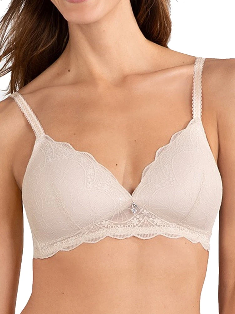 Naturana Lace Padded Soft Cup Bra - Light Beige